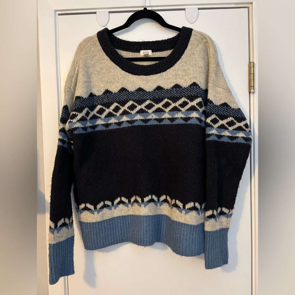 a.n.a women’s Navy and Cream Knit Sweater